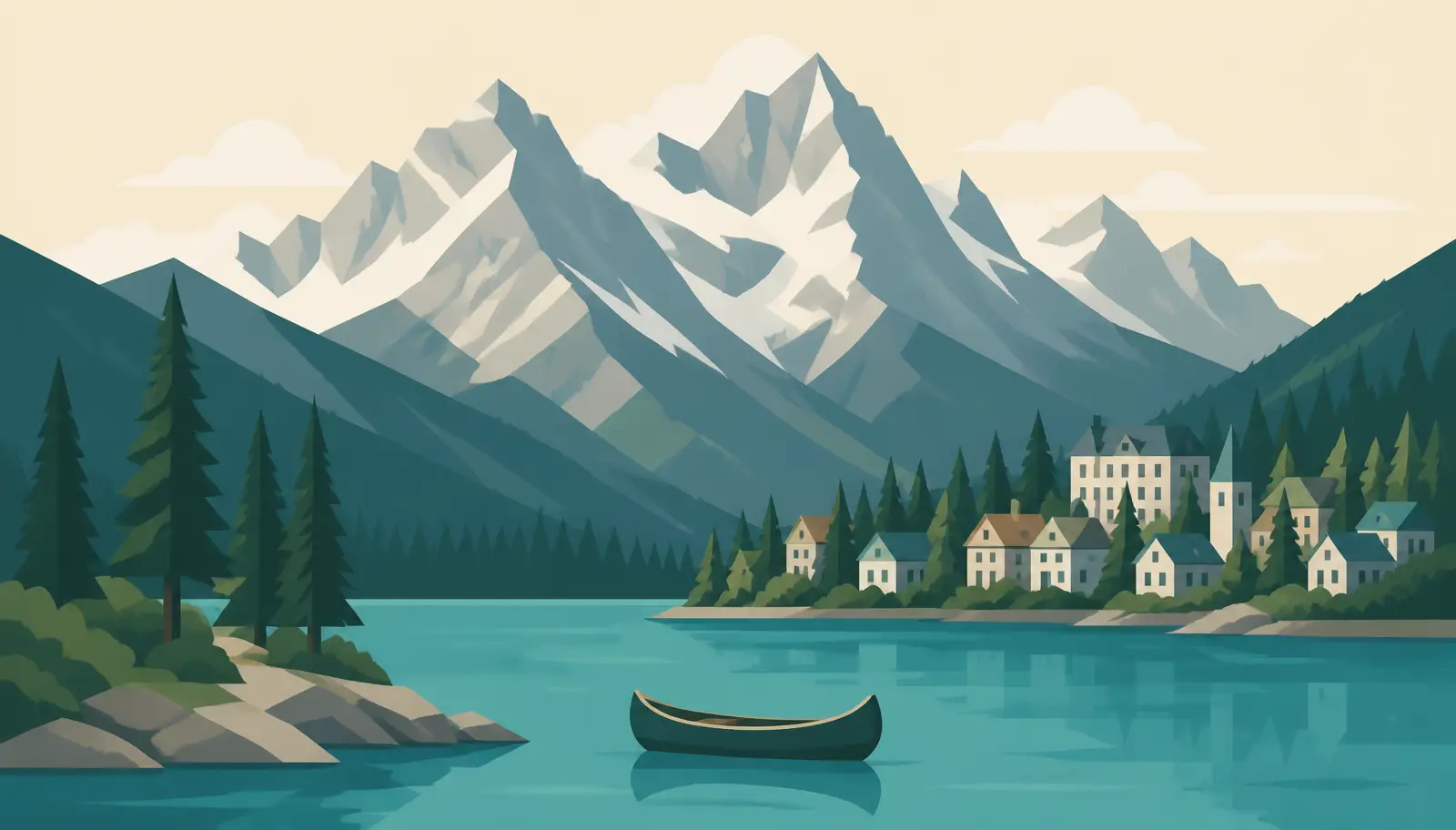 Illustrated skyline of Banff, AB representing local mortgage broker services for home buyers and homeowners