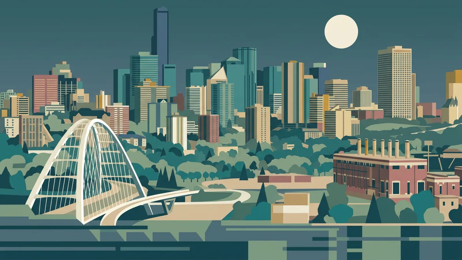 Illustrated skyline of Edmonton, AB representing local mortgage broker services for home buyers and homeowners