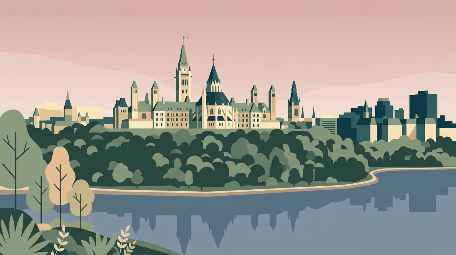 Illustrated skyline of Ottawa, ON representing local mortgage broker services for home buyers and homeowners
