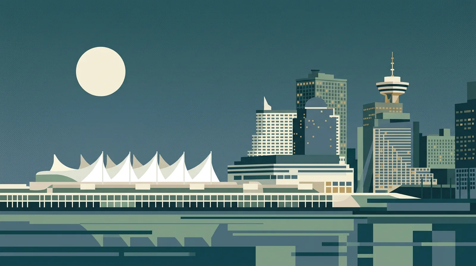 Illustrated skyline of Vancouver, BC representing local mortgage broker services for home buyers and homeowners