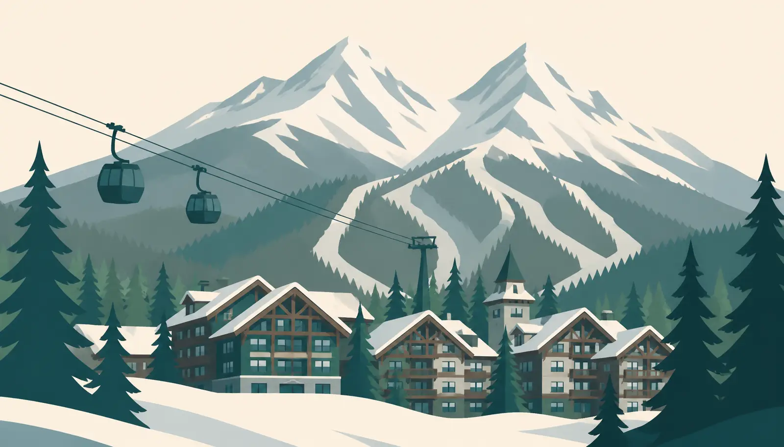 Illustrated skyline of Whistler, BC representing local mortgage broker services for home buyers and homeowners