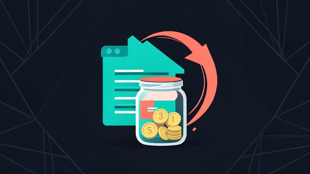 House combined with a bank ledger and a revolving arrow representing an all-in-one readvanceable mortgage account