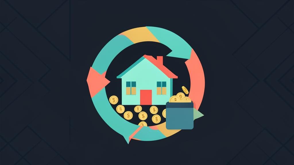 House with a tap pouring coins into a container representing a home equity line of credit