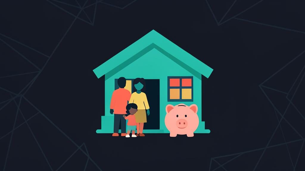 Happy family in front of their home with mortgage insurance protection